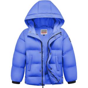 WULFUL Kids Boy’s Winter Coat Hooded Puffer Windbreaker Warm Cotton Jacket Parka Down Outdoor Coats(Blue)