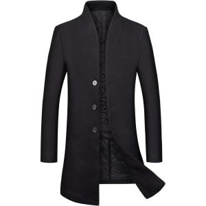 WULFUL Men Wool Trench Coat Slim Fit Winter Coat