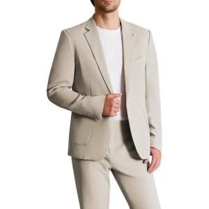 WULFUL Men’s 2 Piece Slim Fit Suit Set One Button Blazer Jacket Pants Set(Champagne)