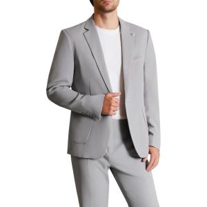 WULFUL Men’s 2 Piece Slim Fit Suit Set One Button Blazer Jacket Pants Set(Light Gray)