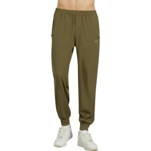 WULFUL Men’s Athletic Running Joggers Workout Gym Pants Lightweight Track Casual Pant with Zipper Pockets(Army Green)