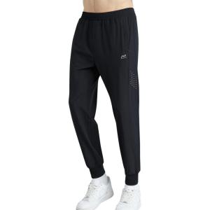 WULFUL Men’s Athletic Running Joggers Workout Gym Pants Lightweight Track Casual Pant with Zipper Pockets(Black)