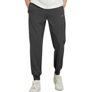 WULFUL Men’s Athletic Running Joggers Workout Gym Pants Lightweight Track Casual Pant with Zipper Pockets(Dark Grey)