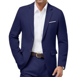 WULFUL Mens Casual Blazer Suit Jackets Slim Fit Two Button Sport Coats Lightweight Business Jacket(Navy)