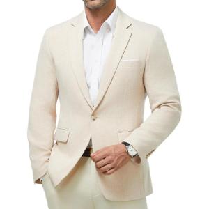 WULFUL Mens Casual Sport Coat Blazer Lightweight One Button Suit Jackets(Beige)