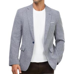 WULFUL Mens Casual Sport Coat Blazer Lightweight One Button Suit Jackets(Blue-new)