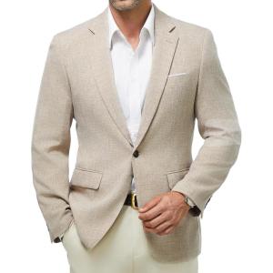 WULFUL Mens Casual Sport Coat Blazer Lightweight One Button Suit Jackets(Light Brown)