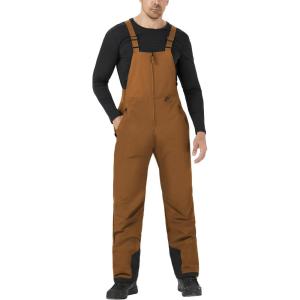 WULFUL Mens Insulated Snow Bibs Waterproof Winter Ski Pants Snowboarding Overalls(Brown)