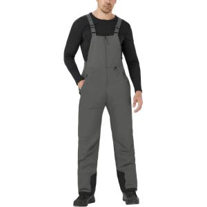 WULFUL Mens Insulated Snow Bibs Waterproof Winter Ski Pants Snowboarding Overalls(Dark Grey)