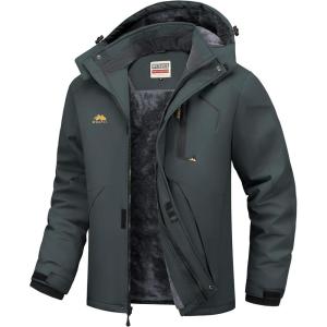WULFUL Men’s Ski Jackets Warm Winter Snow Windbreaker Resistant Snowboard Fleece Coat Mountain Waterproof Parka with Hood(Dark Grey)