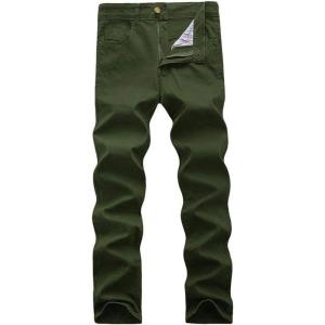 WULFUL Men’s Slim Fit Skinny Stretch Comfy Jeans Denim Pants(Army Green)