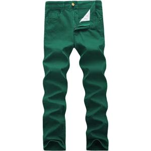 WULFUL Men’s Slim Fit Skinny Stretch Comfy Jeans Denim Pants(Dark Green01)