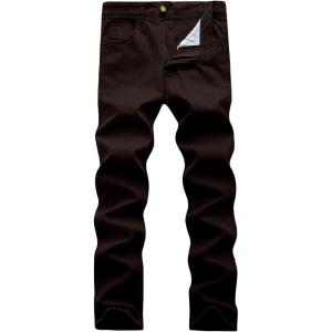 WULFUL Men’s Slim Fit Skinny Stretch Comfy Jeans Denim Pants(Deep Brown)