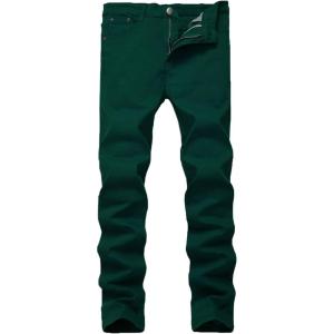 WULFUL Men’s Slim Fit Skinny Stretch Comfy Jeans Denim Pants(Green)