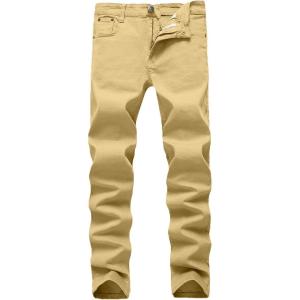 WULFUL Men’s Slim Fit Skinny Stretch Comfy Jeans Denim Pants(Khaki)