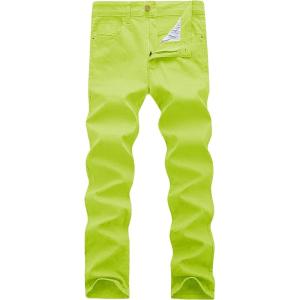 WULFUL Men’s Slim Fit Skinny Stretch Comfy Jeans Denim Pants(Lemon Yellow)