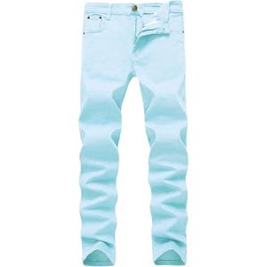 WULFUL Men’s Slim Fit Skinny Stretch Comfy Jeans Denim Pants(Light Blue)