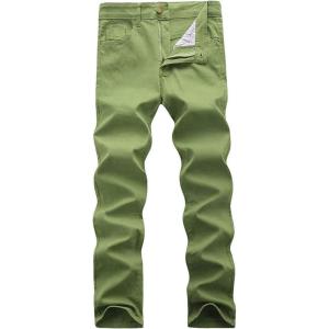 WULFUL Men’s Slim Fit Skinny Stretch Comfy Jeans Denim Pants(Light Green-new)
