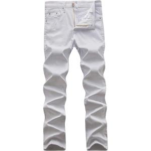 WULFUL Men’s Slim Fit Skinny Stretch Comfy Jeans Denim Pants(Light Grey)