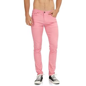 WULFUL Men’s Slim Fit Skinny Stretch Comfy Jeans Denim Pants(Pink)