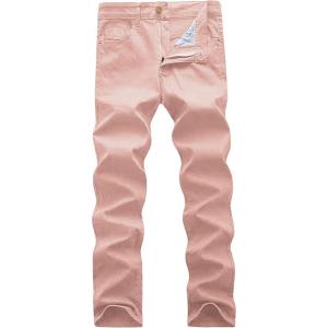 WULFUL Men’s Slim Fit Skinny Stretch Comfy Jeans Denim Pants(Pink01)