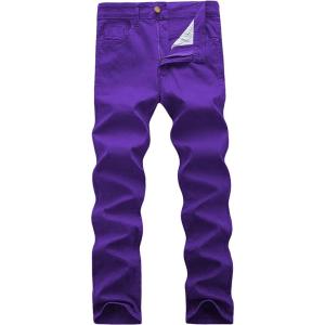 WULFUL Men’s Slim Fit Skinny Stretch Comfy Jeans Denim Pants(Purple01)