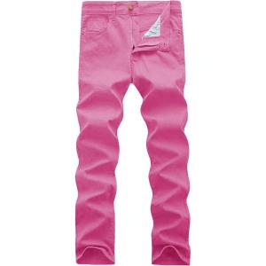 WULFUL Men’s Slim Fit Skinny Stretch Comfy Jeans Denim Pants(Rose Red)