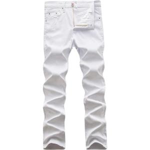WULFUL Men’s Slim Fit Skinny Stretch Comfy Jeans Denim Pants(White)