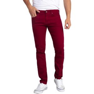 WULFUL Men’s Slim Fit Skinny Stretch Comfy Jeans Denim Pants(Wine Red)