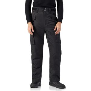 WULFUL Men’s Waterproof Insulated Ski Snow Pants Winter Snowboarding Cargo Pants with Multi-Pockets(Black)