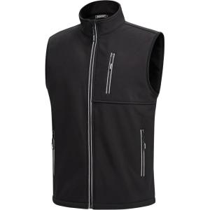 WULFUL Men’s Windproof Lightweight Golf Vest Outerwear with Pockets, Softshell Sleeveless Jacket for Travel Hiking Running(Black)