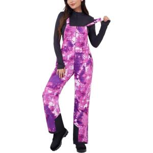 WULFUL Womens Insulated Snow Bibs Waterproof Winter Ski Pants Snowboarding Overalls(Camo Star)