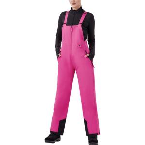 WULFUL Womens Insulated Snow Bibs Waterproof Winter Ski Pants Snowboarding Overalls(Rose Red)
