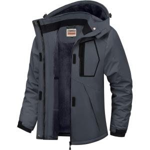 WULFUL Women’s Waterproof Ski Jacket Warm Winter Coats Windproof Winter Jackets for Women Fleece Lined Windbreaker with Hood(Dark Grey)