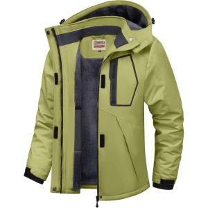 WULFUL Women’s Waterproof Ski Jacket Warm Winter Coats Windproof Winter Jackets for Women Fleece Lined Windbreaker with Hood(Sage Green)