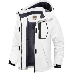 WULFUL Women’s Waterproof Ski Jacket Warm Winter Coats Windproof Winter Jackets for Women Fleece Lined Windbreaker with Hood(White)