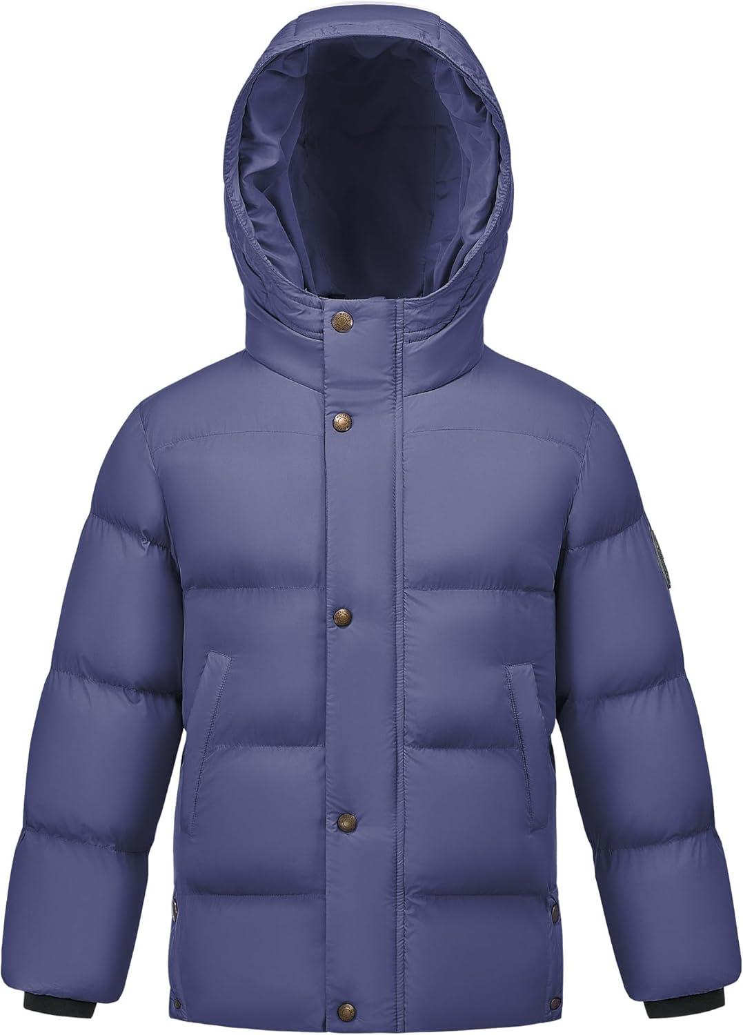 imageWULFUL Kids Winter Coat Hooded Puffer Windbreaker Warm Cotton Jacket Coats