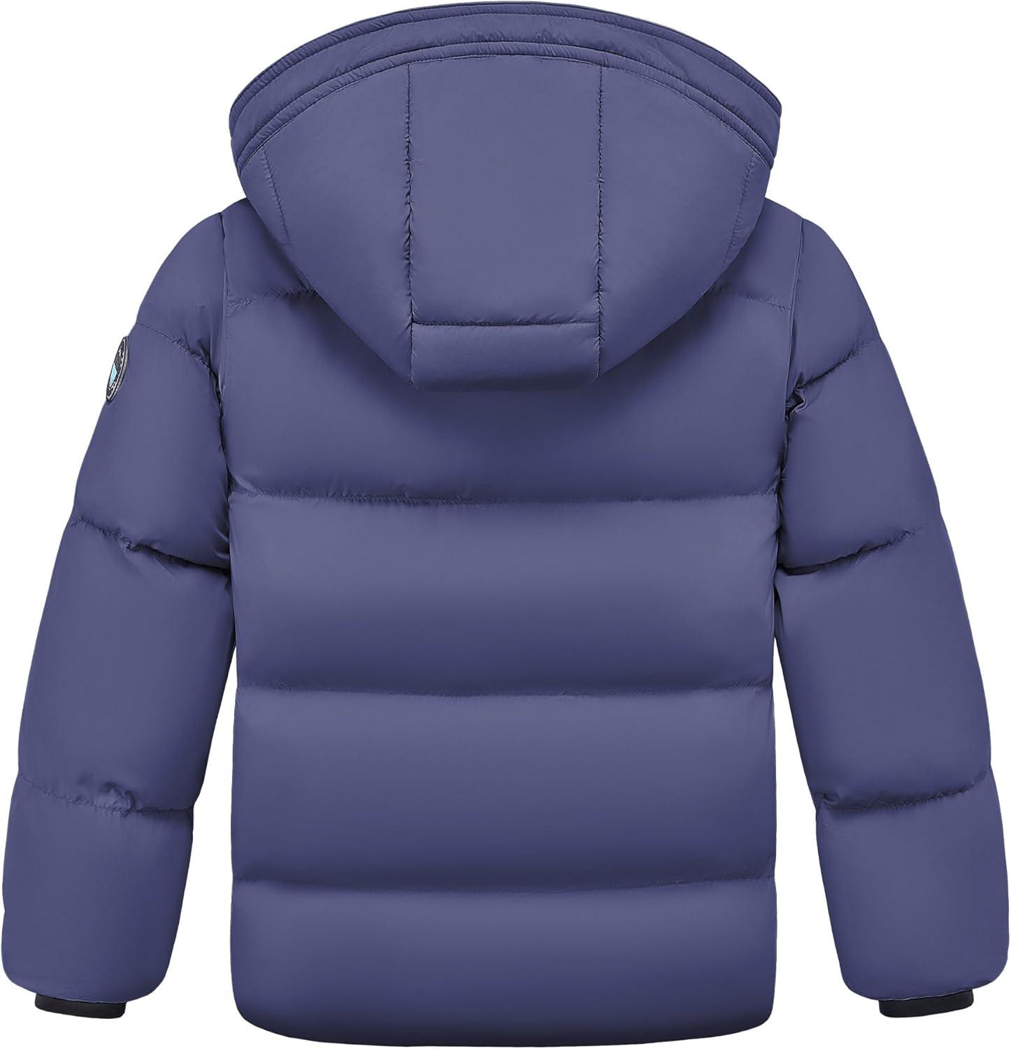 imageWULFUL Kids Winter Coat Hooded Puffer Windbreaker Warm Cotton Jacket Coats