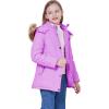 WULFUL Girl’s Winter Coats Outerwear Down Puffer Jacket Waterproof with Warm Fur Hood(Purple(0009))