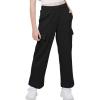 WULFUL Girl’s Cargo Sweatpants Wide Leg Fleece Lined Casual Pants for Girl Fall Winter Baggy High Waisted Pants with Pockets(Black)