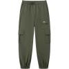 WULFUL Girl’s Casual Cargo Jogger Pants Adjustable Waist(Army Green)
