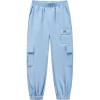 WULFUL Girl’s Casual Cargo Jogger Pants Adjustable Waist(Blue)