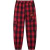 WULFUL Girl’s Casual Cargo Jogger Pants Adjustable Waist(Red Black Plaid)