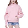 WULFUL Girls Casual Half Zipper Sweatshirts Long Sleeve Fashion Pullovers for Teen Girls(Pink)
