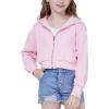 WULFUL Girls Casual Zipper up Sweatshirts Crop Jackets for Teens(Pink)