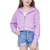 WULFUL Girls Casual Zipper up Sweatshirts Crop Jackets for Teens(Purple)