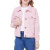 WULFUL Girl’s Fashion Button Down Corduroy Jackets Casual Fall Jackets Teen Girl Outerwear(Light Pink)