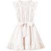 WULFUL Girls Summer Dress Sleeveless Ruffle Trim A-line Swing Dress Casual Party 5-14 Years(White)
