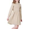 WULFUL Girl’s Sweater Dress Long Sleeve Button Pleated Casual Fall Winter Knit Dresses 5-12Y(Apricot)