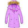 WULFUL Girl’s Winter Coats Outerwear Down Puffer Jacket Waterproof with Warm Fur Hood(Purple(0009))